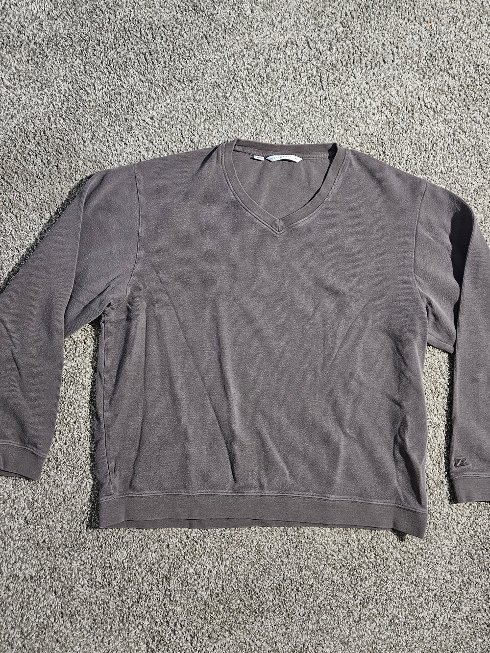 Cutter & Buck Mens Brown 100% Pima Cotton V-Neck Sweater Size Large Long Sleeve